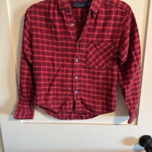 Basic Editions Red and Black Checkered Button-Down Shirt